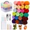 Needle Felting Kit, 24 Colors Wool Roving (5g/Color), Complete Needle Felting Starter Kit with Needle Felting Supplies Wool Fibre Spinning Craft Felting Kits for Beginners